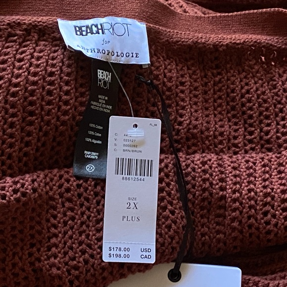 Beach Riot x Anthropologie Halter Crochet Cover-Up Dress 2x brown new with tag - Picture 6 of 6